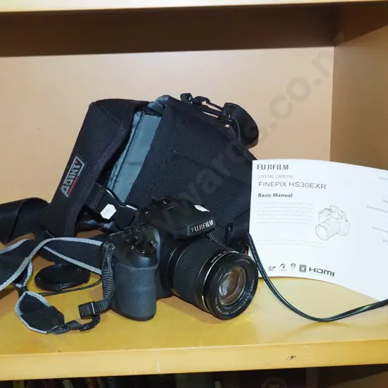 Fujifilm HS30EXR digital camera with bag and charger