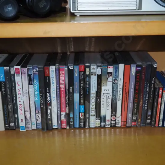 shelf; CDs, DVDs