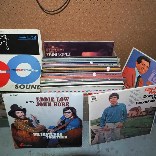 box of LPs