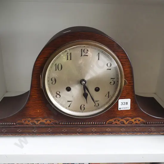 wood cased deco mantle clock