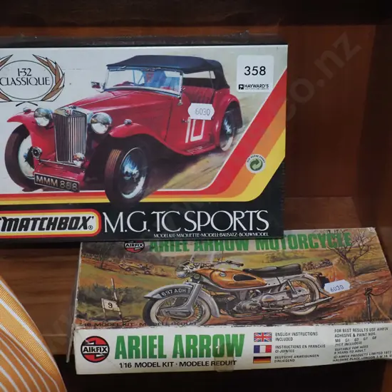2x yet to assembled model vehicles - MG, motor bike