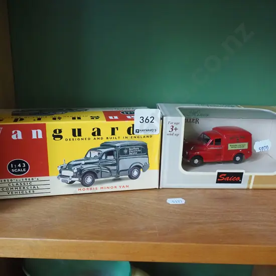 boxed model of Morris Minor mail van