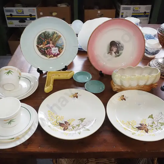 cabinet plates, Crown Lynn Autumn Splendor, trios, lustre vase etc