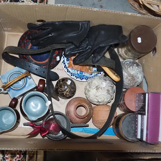 Denby jugs, clothes brushes, candles etc