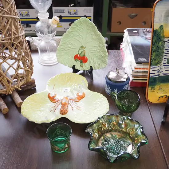 Carlton lobster dish, leaf dish, Wedgwood jasperware pot etc