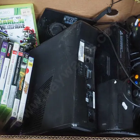 box; 2x x-box consoles, games, controllers etc