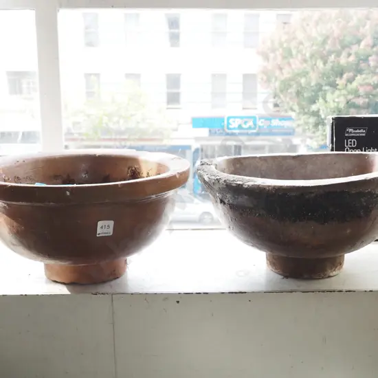 2x salt glazed vintage gully traps