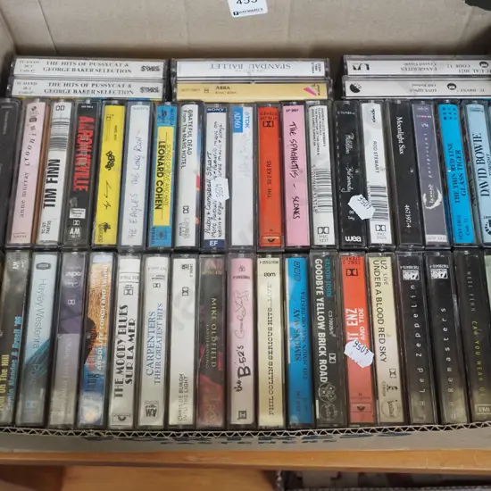 box of 1980s tape cassettes