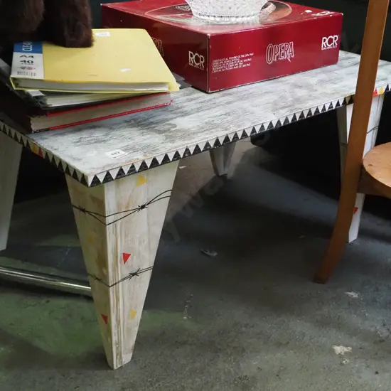 hand painted barb wire design coffee table