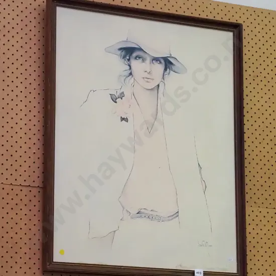 framed print - female portrait - sliught damage