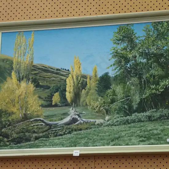 framed oil - pastural scene