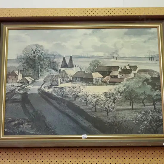 framed print - farm buildings and oast house