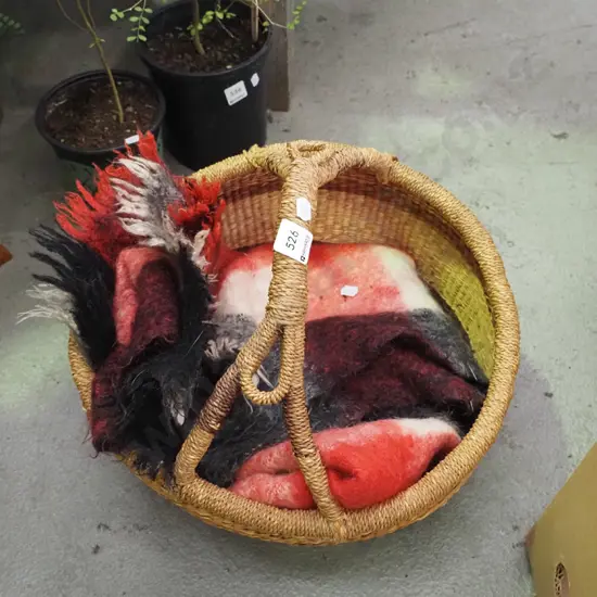 seagrass basket, mohair blanket