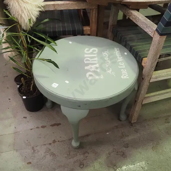 cab leg French themed painted circular end table