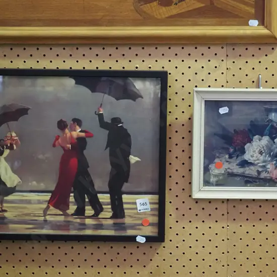 small framed floral print, Vettriano print - red dots