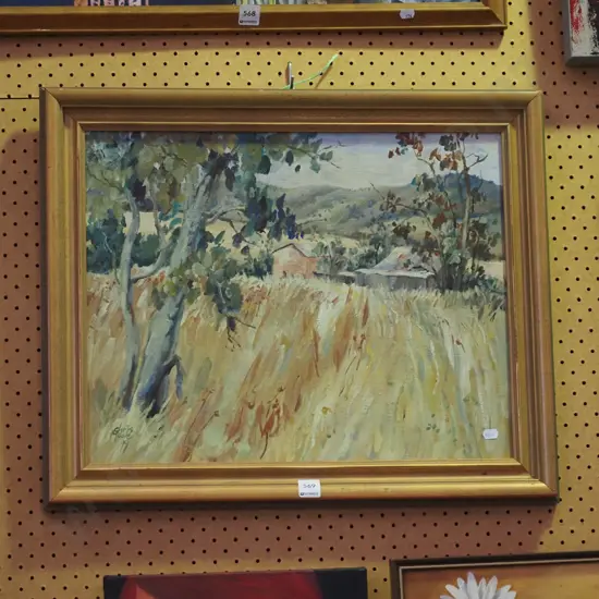 framed Chris Moore '99 - oil - pastural scene