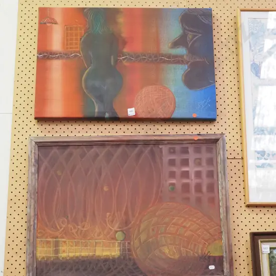 acrylic on canvas, acrylic on board - abstract, portrait - red dots