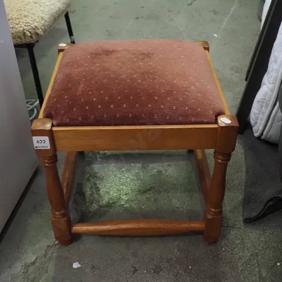 upholstered oak footstool