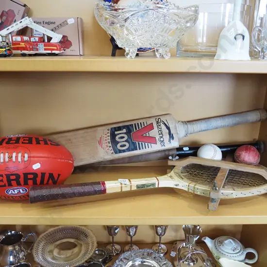 shelf of sporting equipment