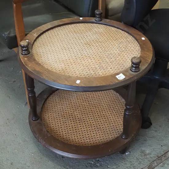 mahogany and bergere 2 tier end table