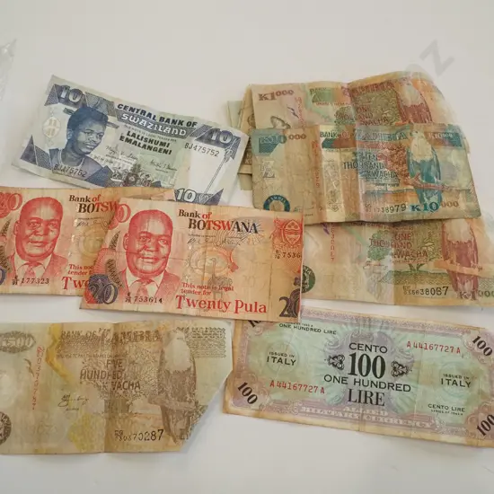 bag of foreign banknotes