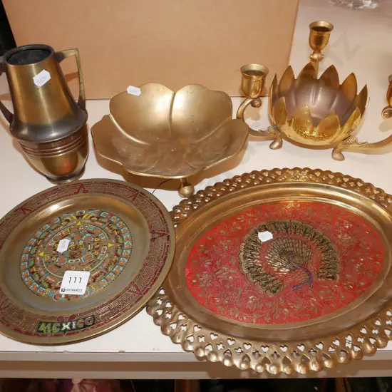 brass ware;comport, vase, plates