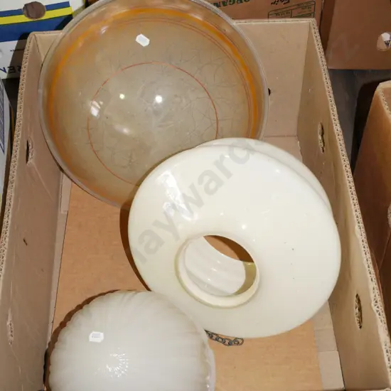 box of 3x part vintage light fittings