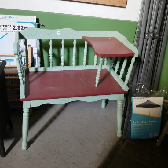 hand painted 2 leg spindle back hall seat/telephone table H-780 W-780 D-790