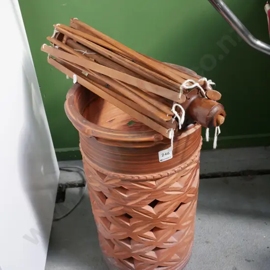 terracotta umbrella stand, swift for winding wool
