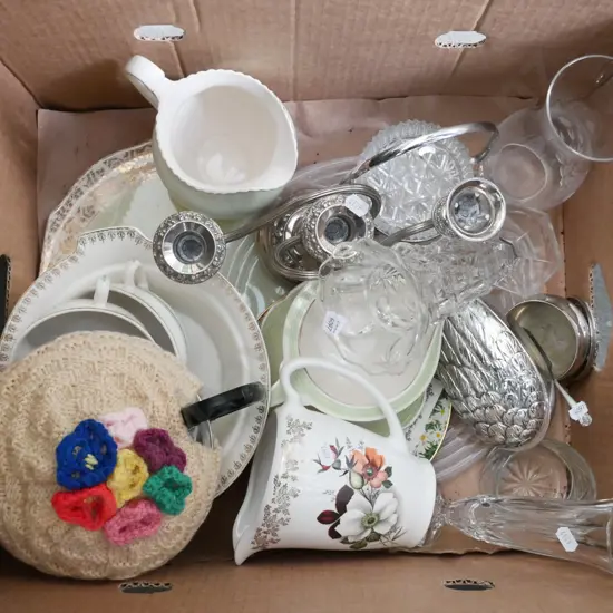 box; candelabra, vase, jugs, vase etc