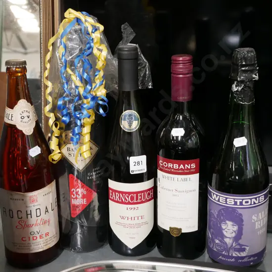 4x bottles of old wine, 1x sparkling cider