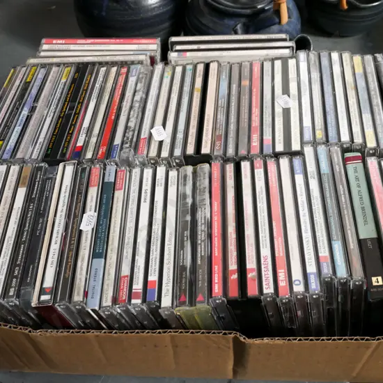box of classical and other CDs