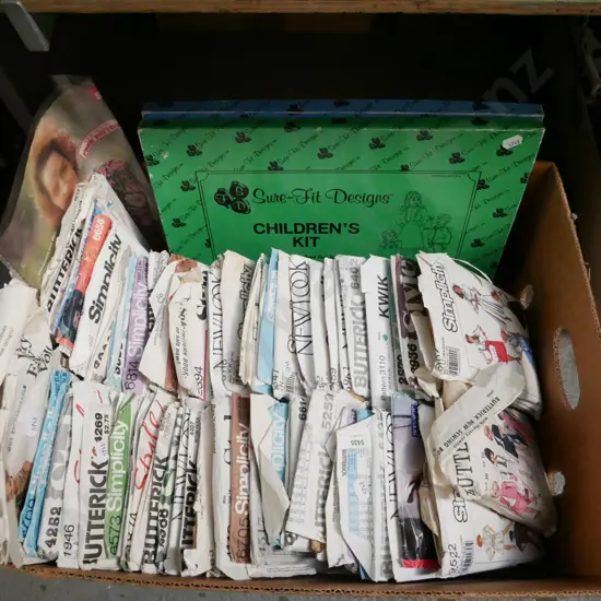 box of sewing patterns