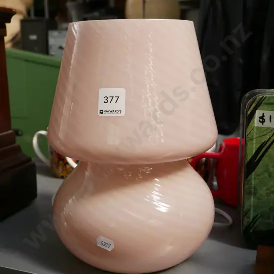 1980s pink glass table lamp