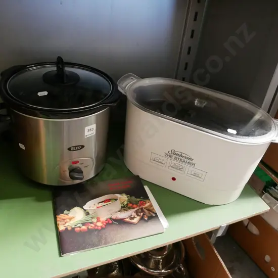small Zipp slow cooker, Sunbeam steamer
