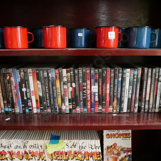 shelf of DVDs