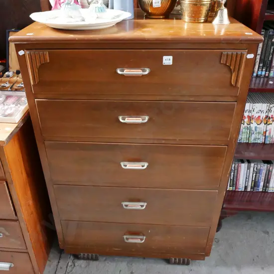 deco rimu 5 drawer tall boy H-1700 W-680 D-440