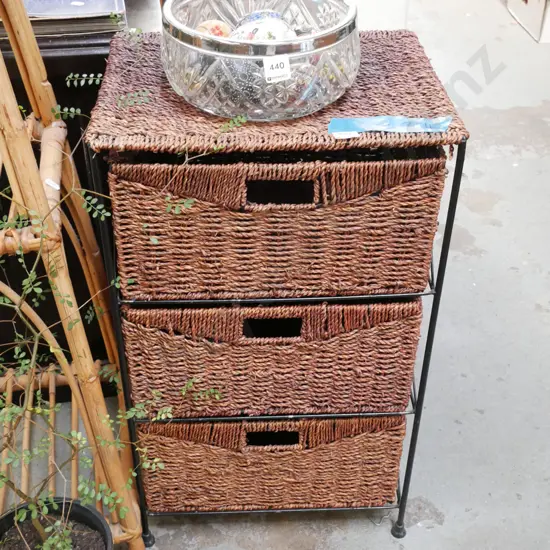 3 basket seagrass chest H-640 W-380 D-300