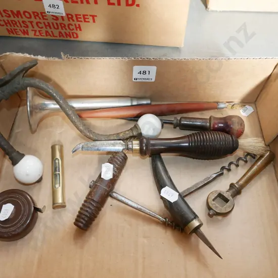 box; coat hook, corkscrews, etc