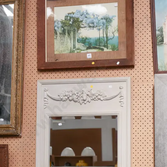 framed decorative wall mirror, framed Mediterranean print - yellow dots