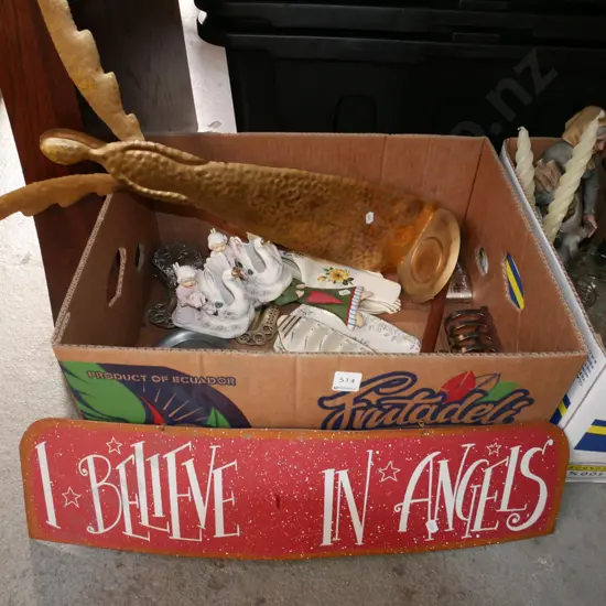 box; figural vases, toast rack, angel sign etc