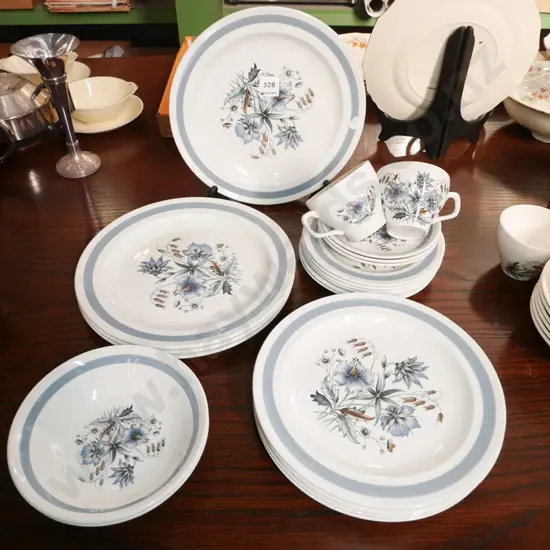 Woods and Sons blue meadow plates, bowls etc