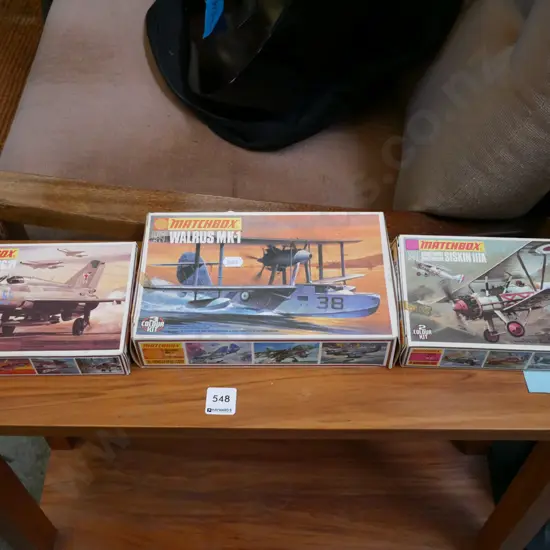 3 yet to be assembled models of military aircraft