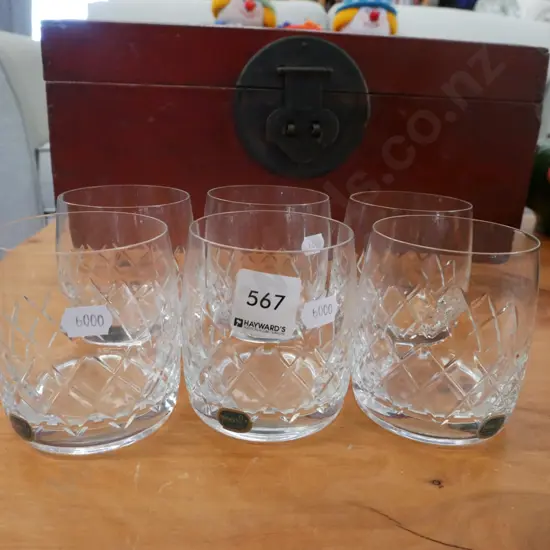 6x Bohemian crystal whisky tumblers
