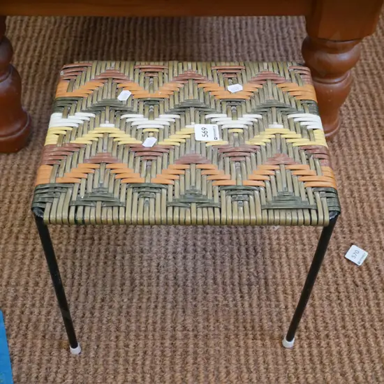 small retro woven plastic stool