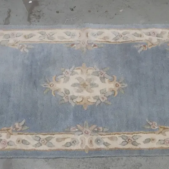 small blue woollen floor mat L-1320 W-750