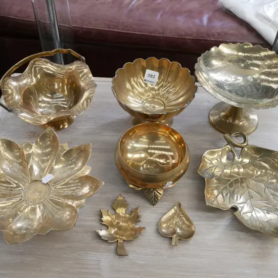 brass comports, leaf dishes