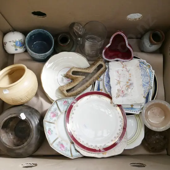 box; plates, saucers, vases etc