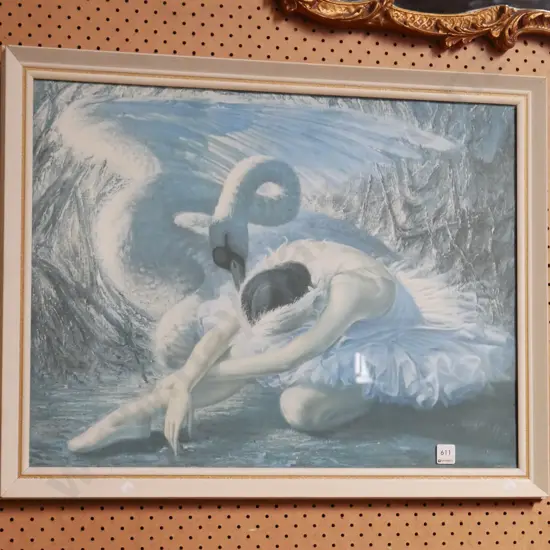 framed Tretchikoff swan print -  slight fading