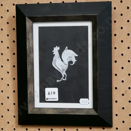 small framed lace rooster
